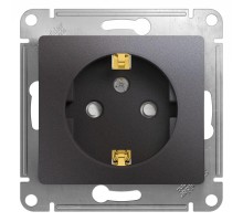 Glossa Графит Розетка с заземлением со шторками  GSL001345  SE