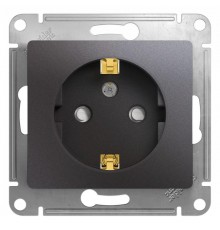 Glossa Графит Розетка с заземлением со шторками  GSL001345  SE