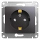 Glossa Графит Розетка с заземлением со шторками  GSL001345  SE
