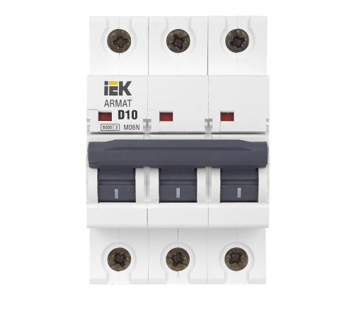 Выключатель автоматический трехполюсный M06N 3P D 10А 6кА ARMAT  AR-M06N-3-D010  IEK
