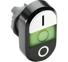 Кнопка двойная MPD6-11G (белая/черная) зеленая линза с текстом ( I/O)  1SFA611135R1102  ABB