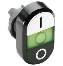 Кнопка двойная MPD6-11G (белая/черная) зеленая линза с текстом ( I/O)  1SFA611135R1102  ABB