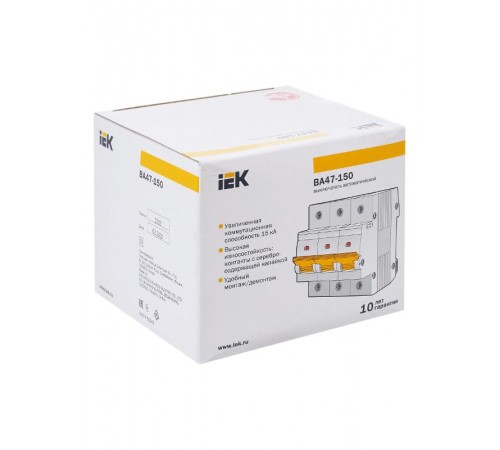 Выключатель автоматический трехполюсный ВА47-150 125А D 15кА KARAT  MVA50-3-125-D  IEK
