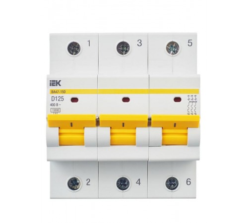 Выключатель автоматический трехполюсный ВА47-150 125А D 15кА KARAT  MVA50-3-125-D  IEK
