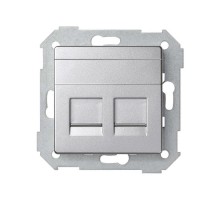 Simon 82 Адаптер со шторками на 2 коннектора UTP (RJ45), FTP (RJ45), RJ12, AMP, S82 Detail алюминий  82006-93  Simon