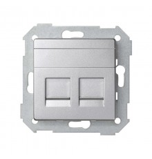 Simon 82 Адаптер со шторками на 2 коннектора UTP (RJ45), FTP (RJ45), RJ12, AMP, S82 Detail алюминий  82006-93  Simon