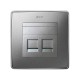 Simon 82 Адаптер со шторками на 2 коннектора UTP (RJ45), FTP (RJ45), RJ12, AMP, S82 Detail алюминий  82006-93  Simon