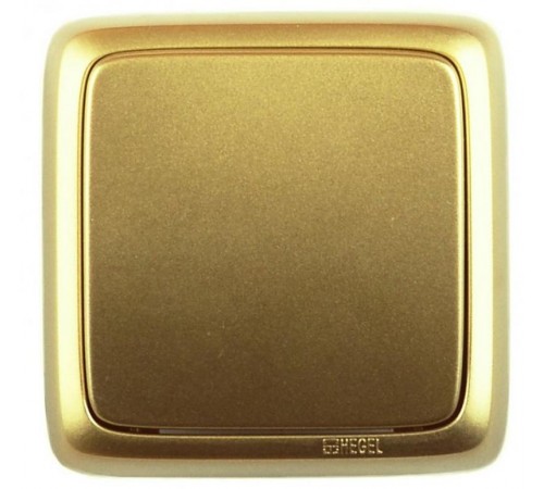 Выключатель открытой установки, одноклавишный, с изолирующей пластиной, цвет золото  ВА16-113-07  HEGEL