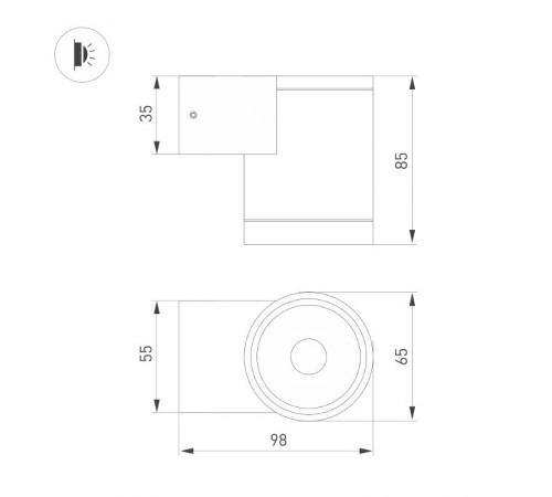 Светильник LGD-RAY-WALL-R65-9W Warm3000 (GR, 23 deg, 230V) (Arlight, IP65 Металл, 3 года)  038153  Arlight