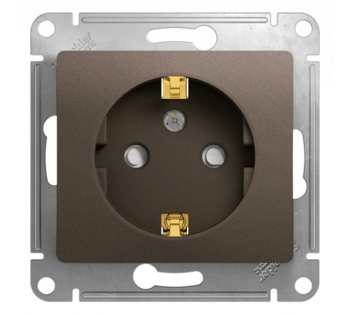 Glossa Шоколад Розетка с заземлением со шторками, 16А  GSL000845  SE