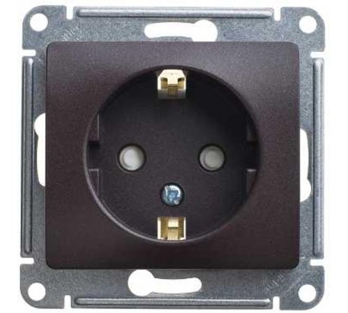 Glossa Шоколад Розетка с заземлением со шторками, 16А  GSL000845  SE