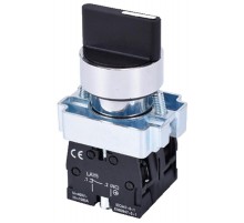 LAY5-BD33, 2НО, на 3 положения с фиксацией I-O-II, хром, d22мм, переключатель  (ЭТ)  ET012093  Электротехник