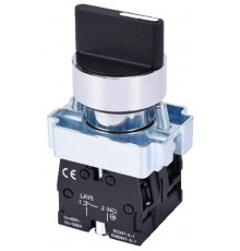 LAY5-BD33, 2НО, на 3 положения с фиксацией I-O-II, хром, d22мм, переключатель  (ЭТ)  ET012093  Электротехник