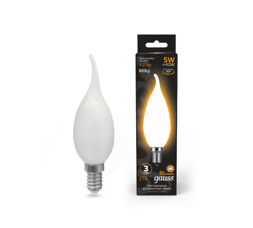 Лампа светодиодная LED 5Вт E14 220В 4100К свеча на ветру  104201205  Gauss