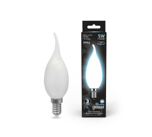 Лампа светодиодная LED 5Вт E14 220В 4100К свеча на ветру  104201205  Gauss