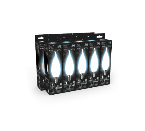 Лампа светодиодная LED 5Вт E14 220В 4100К свеча на ветру  104201205  Gauss
