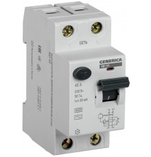Выключатель дифференциальный (УЗО) ВД1-63 2п 40А 30мА тип AC  MDV15-2-040-030  GENERICA