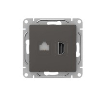 Механизм розетки HDMI+RJ45 (cat5), мокко Эпика  UP1-SOM-HDMI-RJ45 EKF