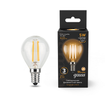 Лампа светодиодная LED 5Вт E14 220В 2700К шар  105801105  Gauss