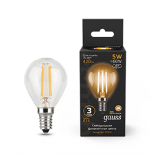 Лампа светодиодная LED 5Вт E14 220В 2700К шар  105801105  Gauss