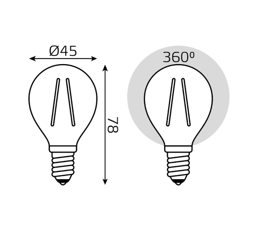 Лампа светодиодная   Basic Filament Шар 5,5W 530lm 4100К Е14 LED (3 лампы в упаковке) 1/20  1051126T  Gauss