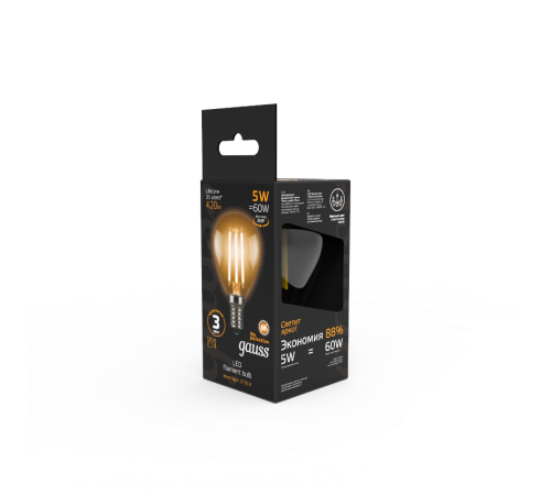Лампа светодиодная LED 5Вт E14 220В 2700К шар  105801105  Gauss