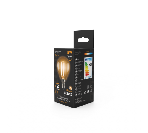 Лампа светодиодная LED 5Вт E14 220В 2700К шар  105801105  Gauss