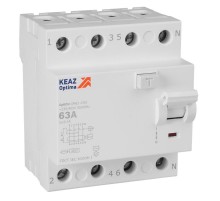 Выключатель дифференциального токаOptiDin DM63-4363-AC-4,5-УХЛ4 (4P, 63, 100mA)  343899  КЭАЗ