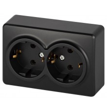 Розетка ЭРА Эксперт 11-2205-05 двойная с заземлением 2х2P+E Schuko IP20 16A-250В ОУ Антрацит  Б0063047  ЭРА