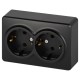 Розетка ЭРА Эксперт 11-2205-05 двойная с заземлением 2х2P+E Schuko IP20 16A-250В ОУ Антрацит  Б0063047  ЭРА
