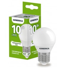 Лампа светодиодная G45 шар 10Вт 230В 4000К E27   LL-G45-10-230-40-E27-G  GENERICA