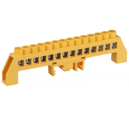 Шина  NO-224-119 PE земля в комбинированном изоляторе на DIN-рейку ШНИ-8х12-14-Д- желтый  Б0062958  ЭРА