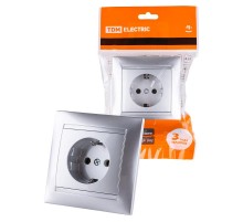 Розетка 2П+З 16А 250В серебр. металлик "Лама"  SQ1815-0223  TDM