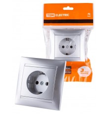 Розетка 2П+З 16А 250В серебр. металлик "Лама"  SQ1815-0223  TDM