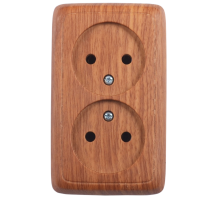 Розетка открытой установки, двухместная, цвет дуб  РА16-141-05  HEGEL