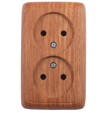 Розетка открытой установки, двухместная, цвет дуб  РА16-141-05  HEGEL