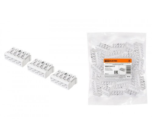 Клемма пружинная соединительная КСПн5-3L+N+PE, 16 A, с монтажной ножкой  SQ0510-0117  TDM