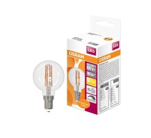 Лампа светодиодная филаментная LED STAR Classic P 5W, прозрачная колба, Е14 LSCLP60D 5W/827 230V FIL E14 10X1RU  4058075230415  Osram