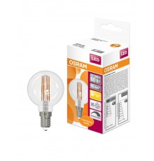 Лампа светодиодная филаментная LED STAR Classic P 5W, прозрачная колба, Е14 LSCLP60D 5W/827 230V FIL E14 10X1RU  4058075230415  Osram