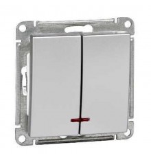 W59 Матовый хром Выключатель 2-клавишный 10АХ с подсветкой  VS510-251-5-86  SE