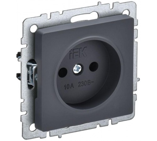 BRITE Розетка без заземления без шторок10А РС10-1-0-БрГ графит  BR-R10-10-K53  IEK