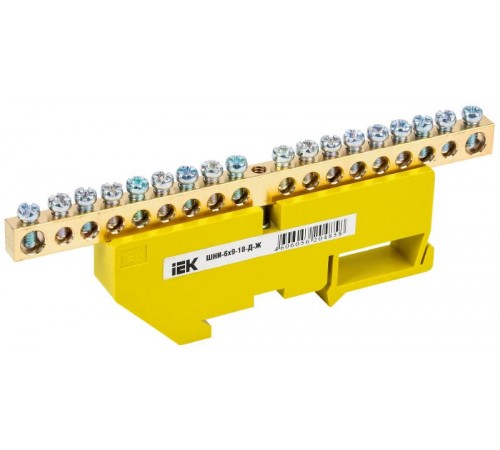 Шина PE "земля" на DIN-изоляторе ШНИ-6х9-18-Д-Ж  YNN10-69-18D-K05  IEK