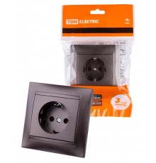 Розетка 2П+З 16А 250В шоколад "Лама"  SQ1815-0523  TDM