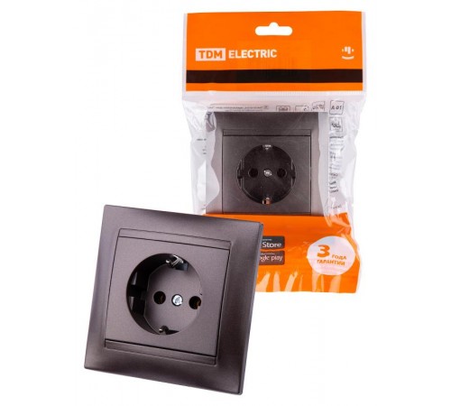 Розетка 2П+З 16А 250В шоколад "Лама"  SQ1815-0523  TDM