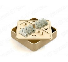 Коробка распределительная для о/п 75х75х20мм с клеммной колодкой ЗВИ-3 (1,0-2,5мм2) 6 клемм, IP40, цвет - ДУБ(100шт)  GE41212-12  GREENEL