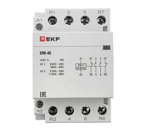 Контактор модульный КМ 40А 2NО+2NC (3 мод.) PROxima km-3-40-22  EKF