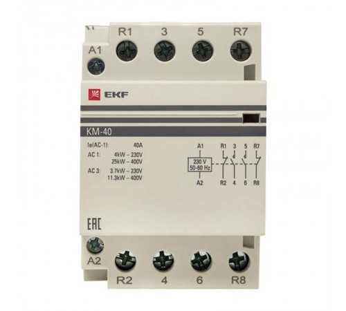 Контактор модульный КМ 40А 2NО+2NC (3 мод.) PROxima km-3-40-22  EKF
