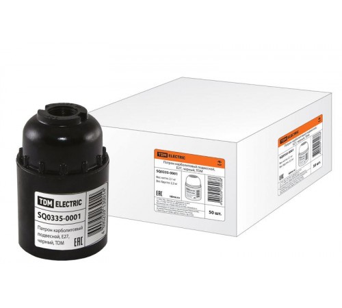 Патрон подвесной карболитовый Е27 черный  SQ0335-0001  TDM