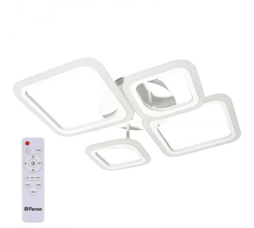 Светильник светодиодный управляемый с пультом 84W, Max. 5200Lum, 3000К-6500K, IP20, белый AL5940 Quadro  41670  FERON