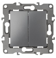 Выключатель двойной 12-1104-12  10АХ-250В,  графит  Б0019287  ЭРА